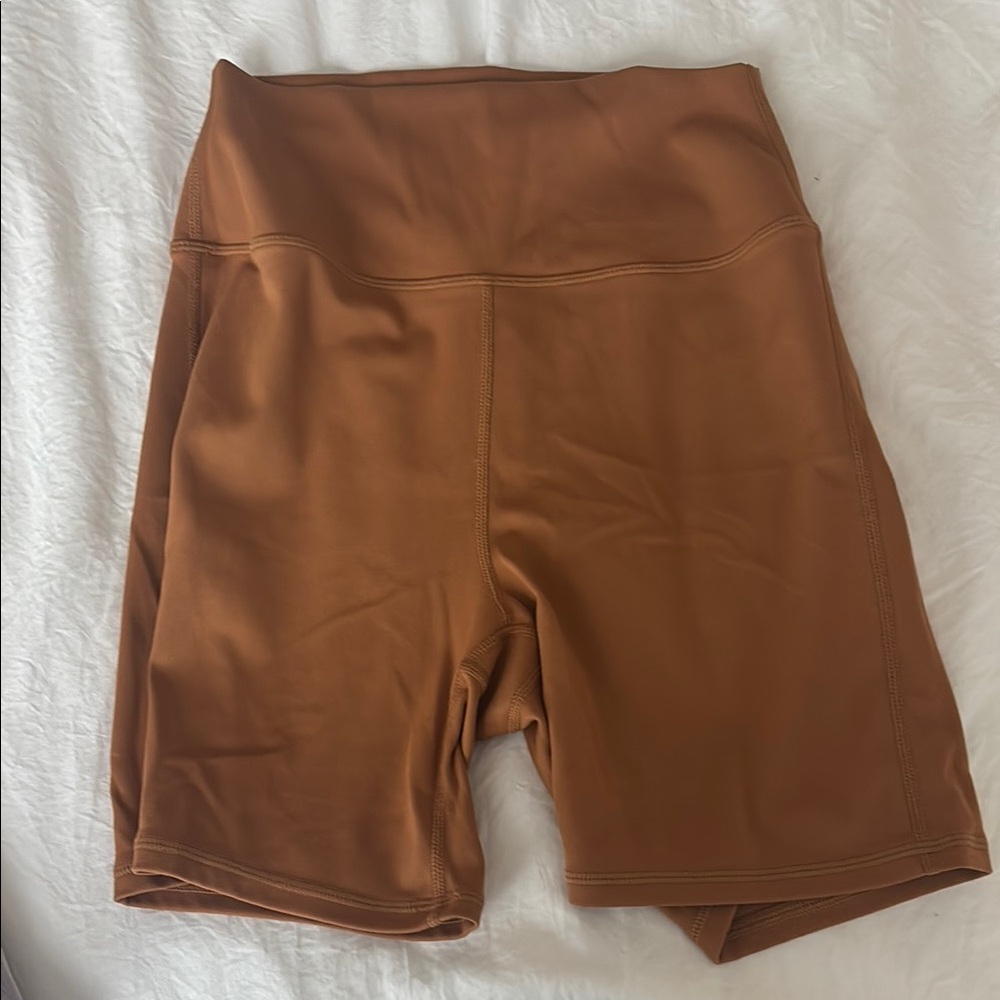 WeWoreWhat Tan Bike Shorts High-Waisted Stretchy